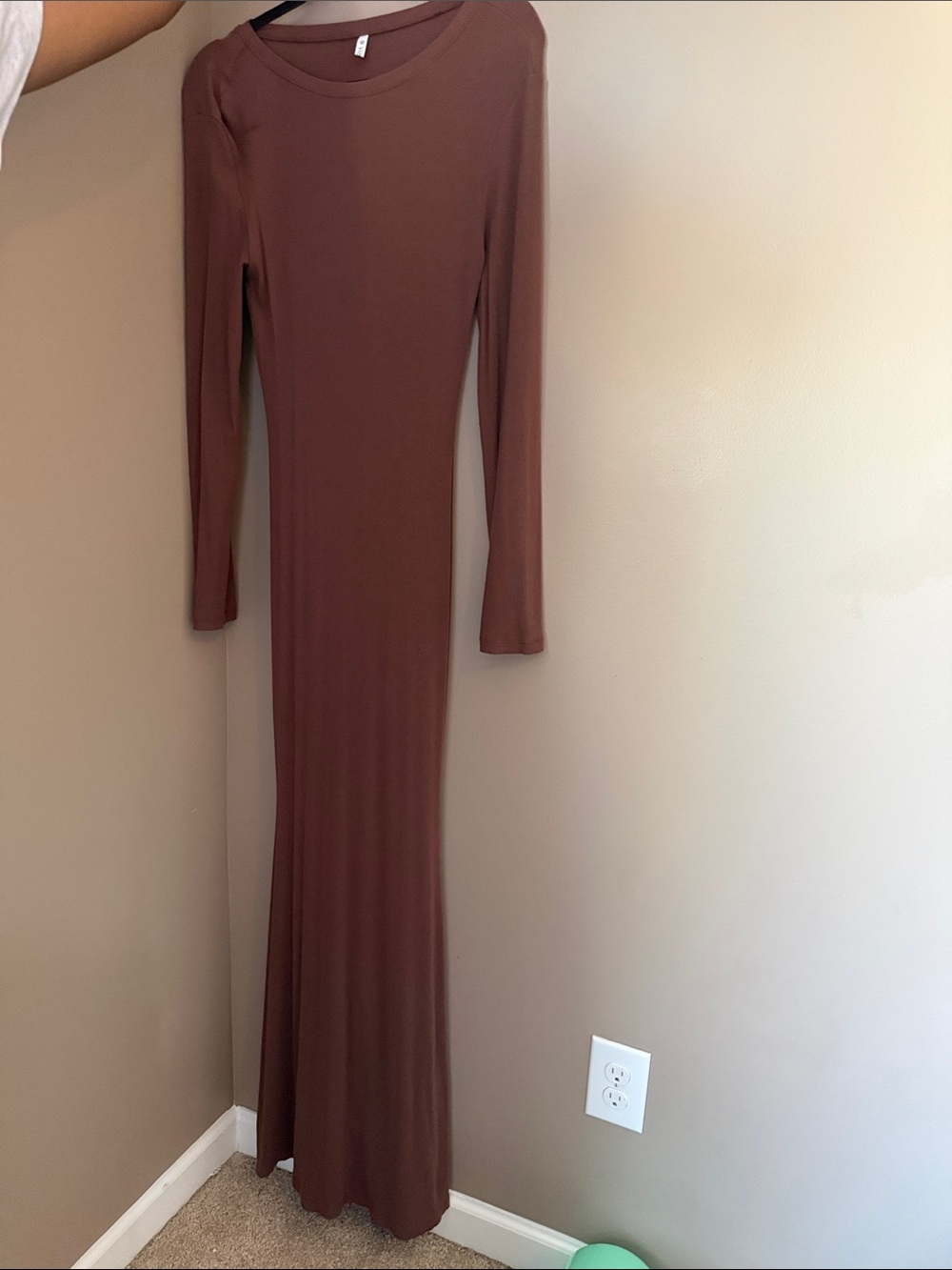 Long Sleeve Slim Maxi Dress in Brown